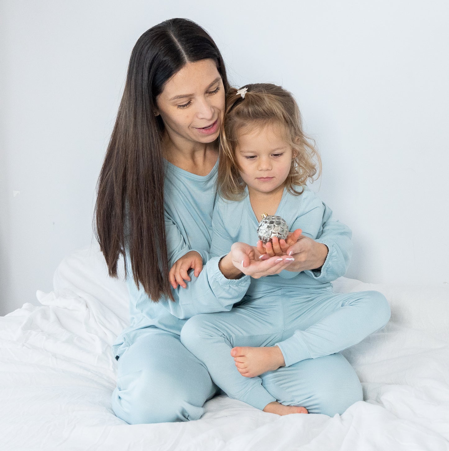 bamboo long sleeve pajama set blue cloud color