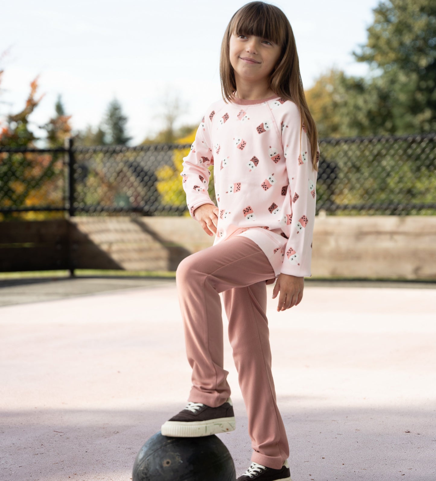 bamboo fleece sweatshirt bubble tea time print