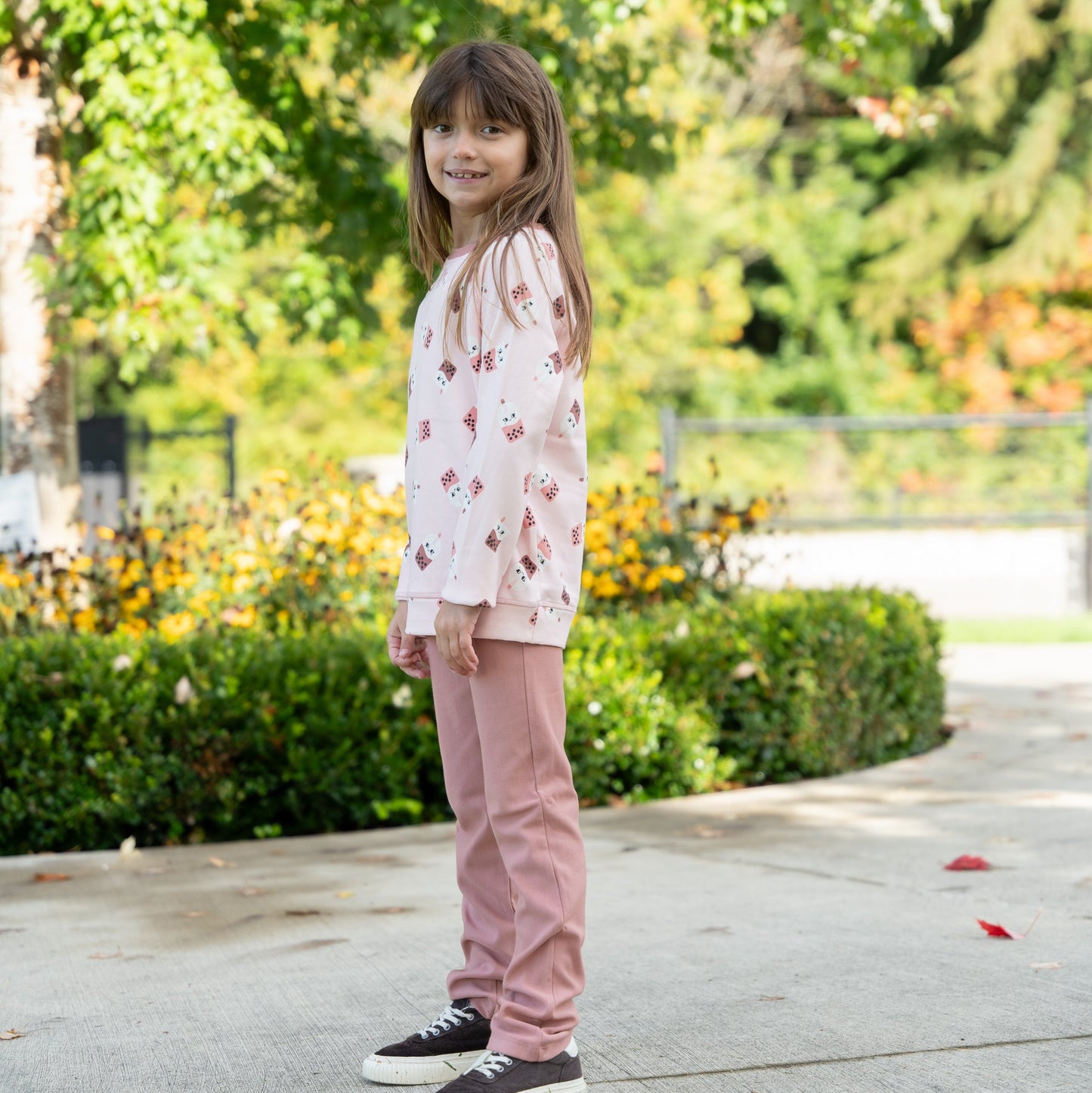 bamboo fleece sweatshirt bubble tea time print