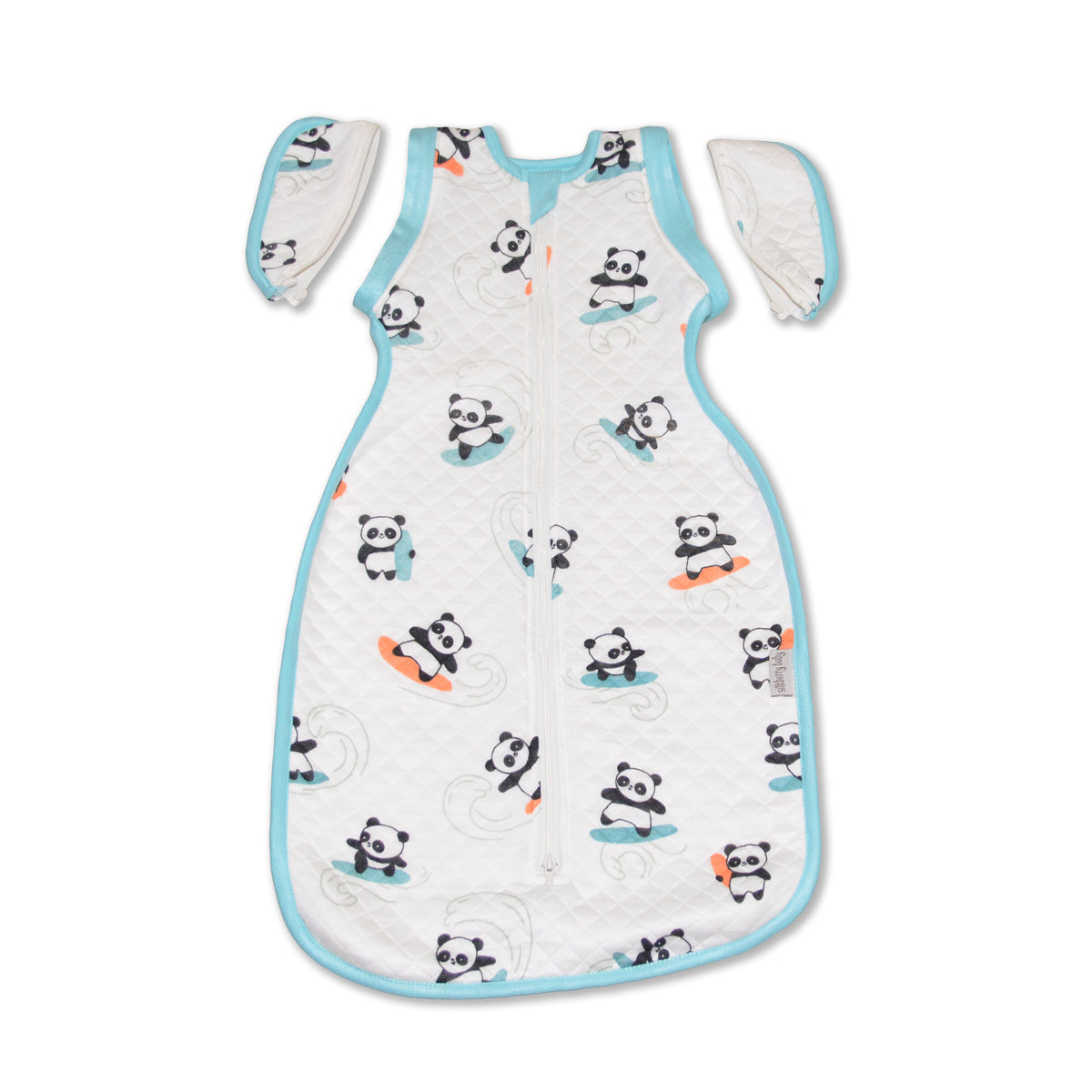 bamboo newborn socoon sack surfs up panda print