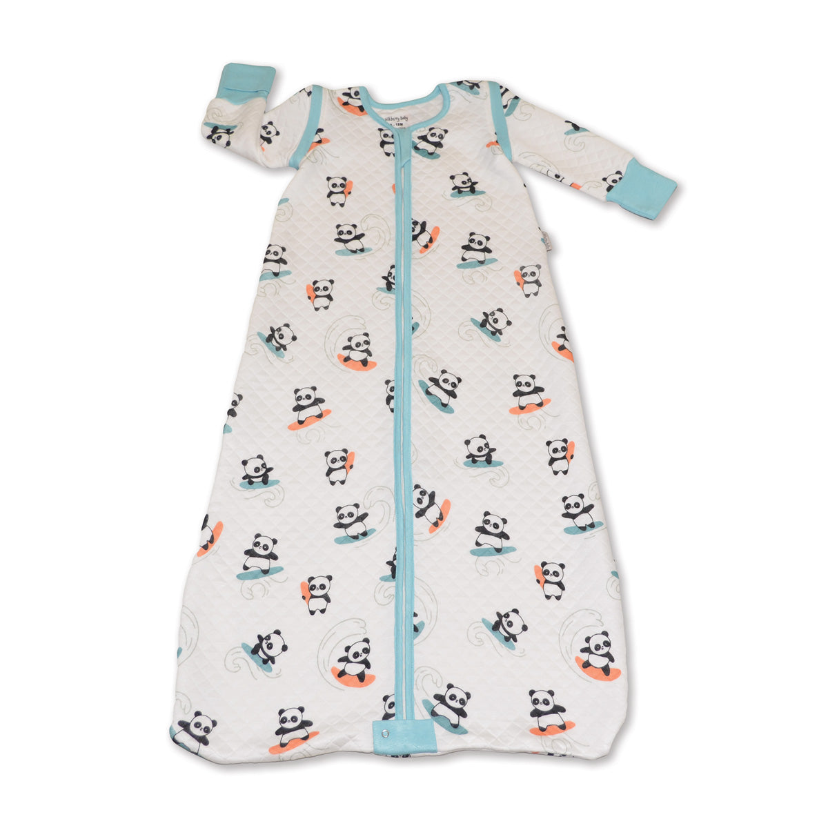 bamboo sleep sack with detachable sleeves surfs up panda print