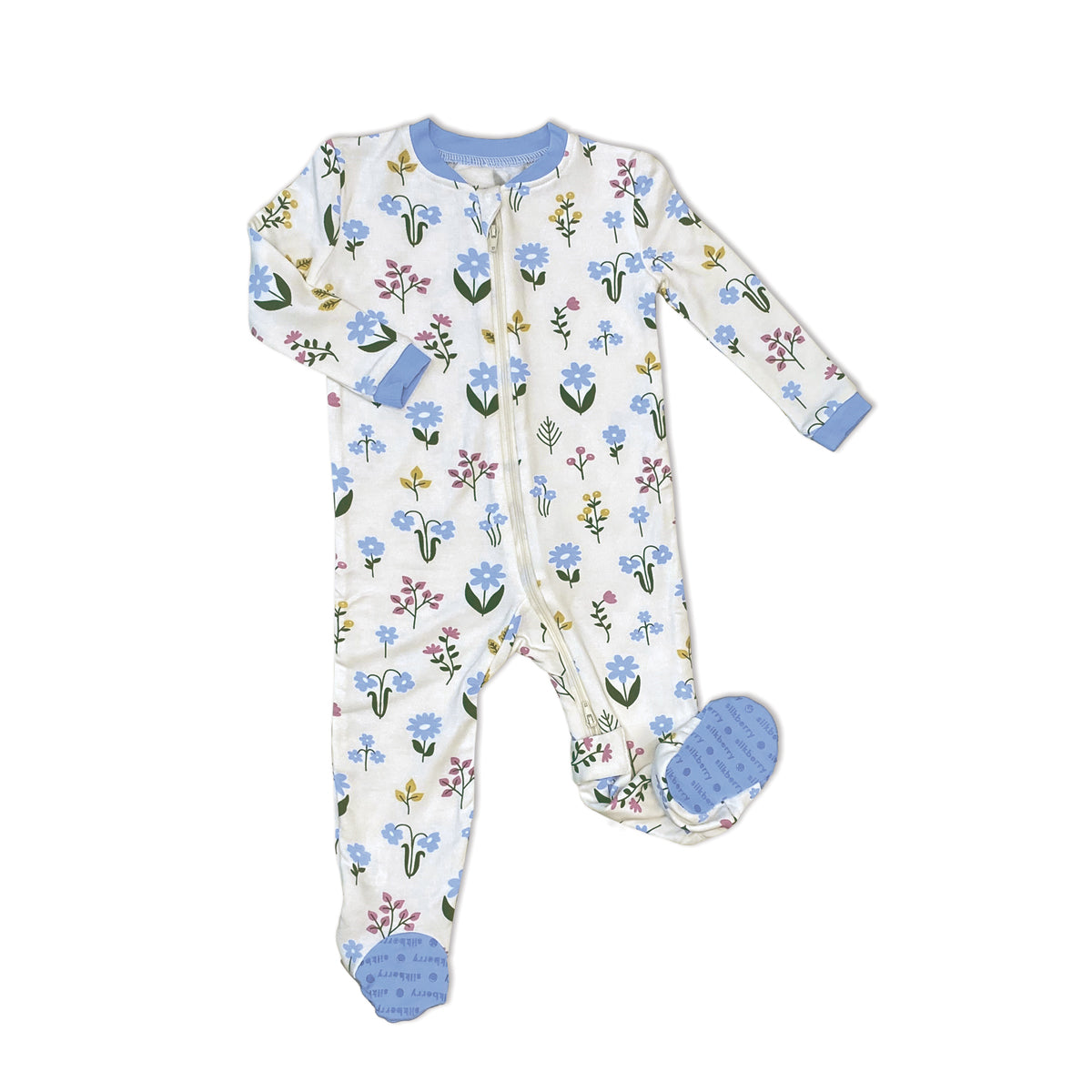 Bamboo Fleece Footie w/2 Way zipper (Wildflower Print)