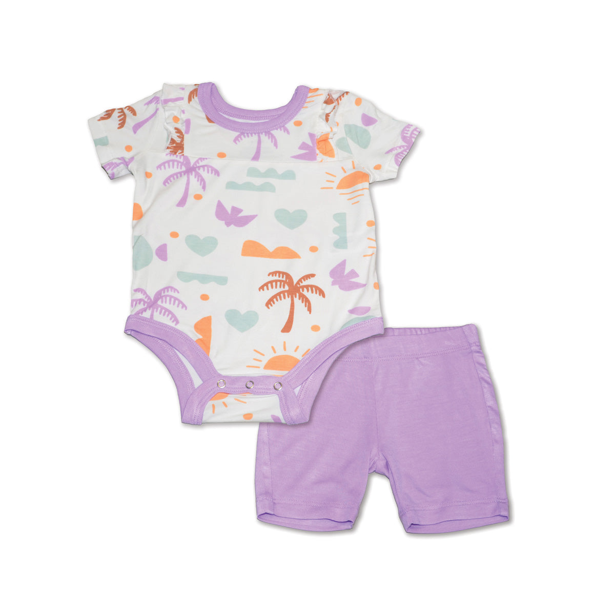 bamboo ruffle onesie & legging set boho surf print