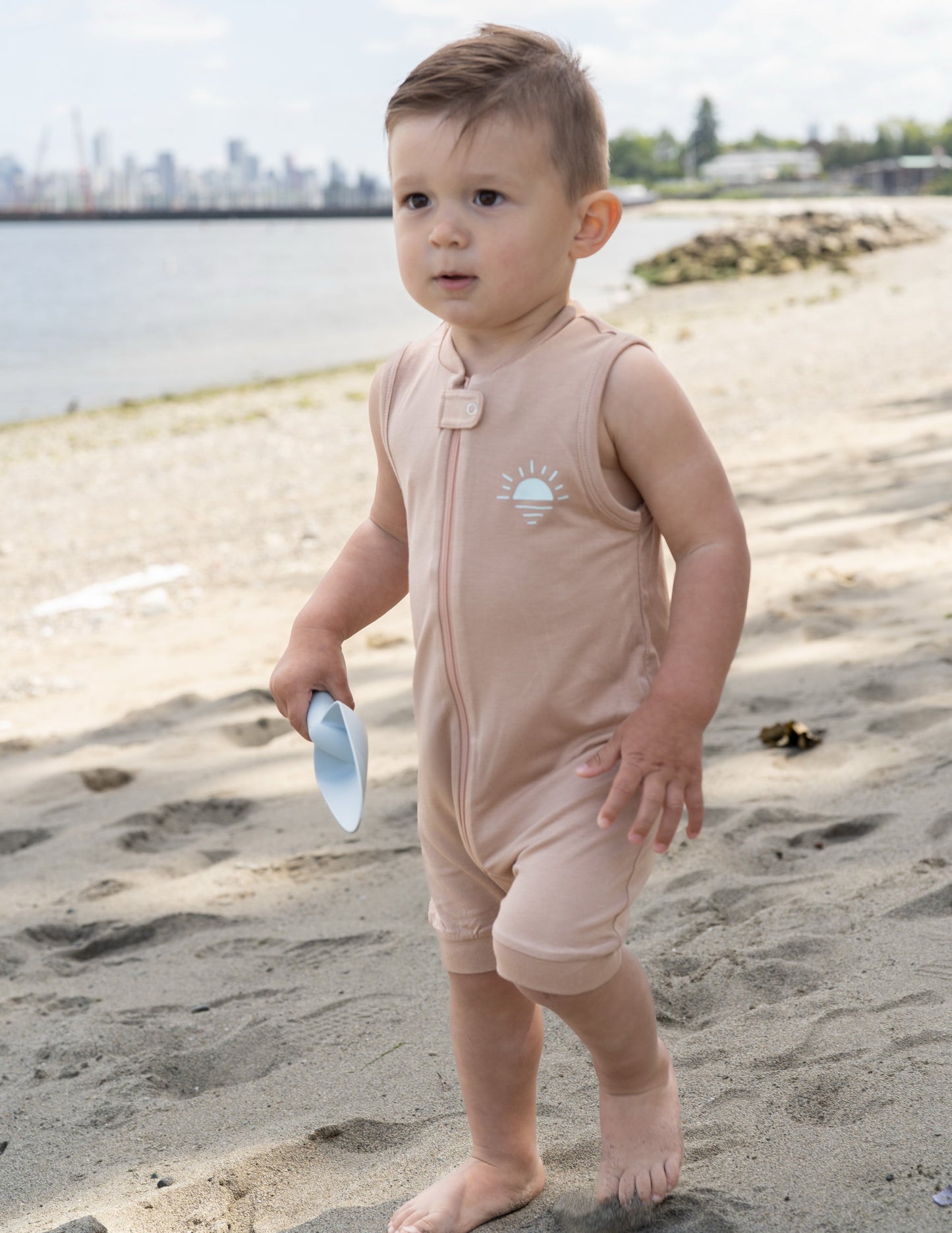 bamboo sleeveless romper maple sugar