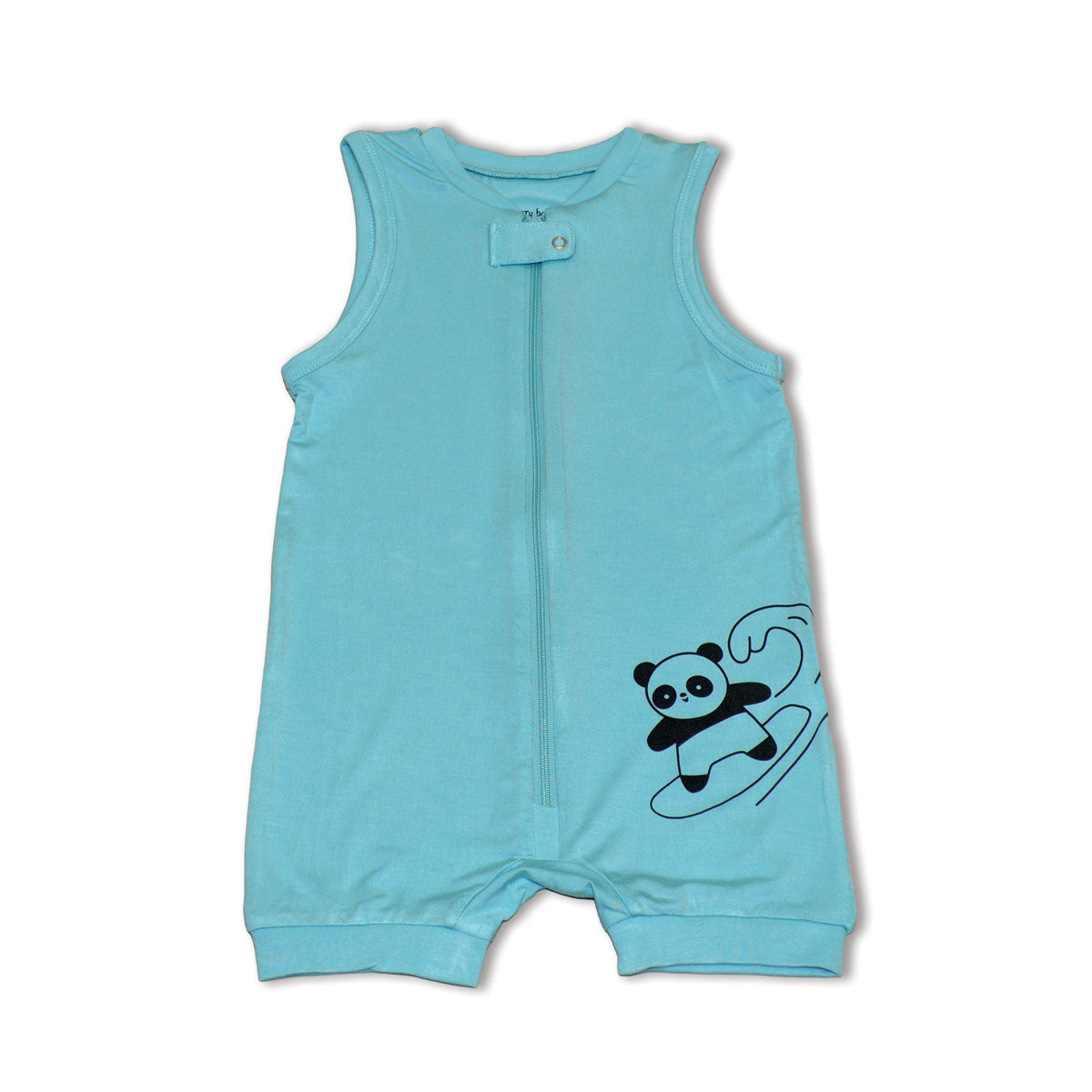 bamboo sleeveless romper aqua