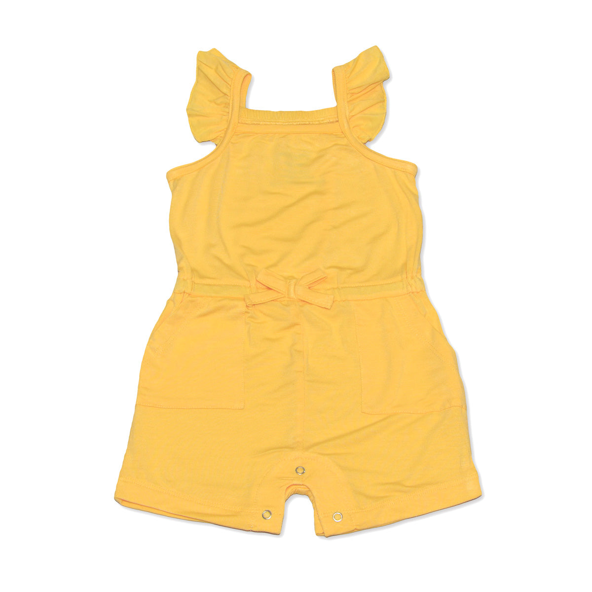 bamboo sleeveless ruffle romper banana cream