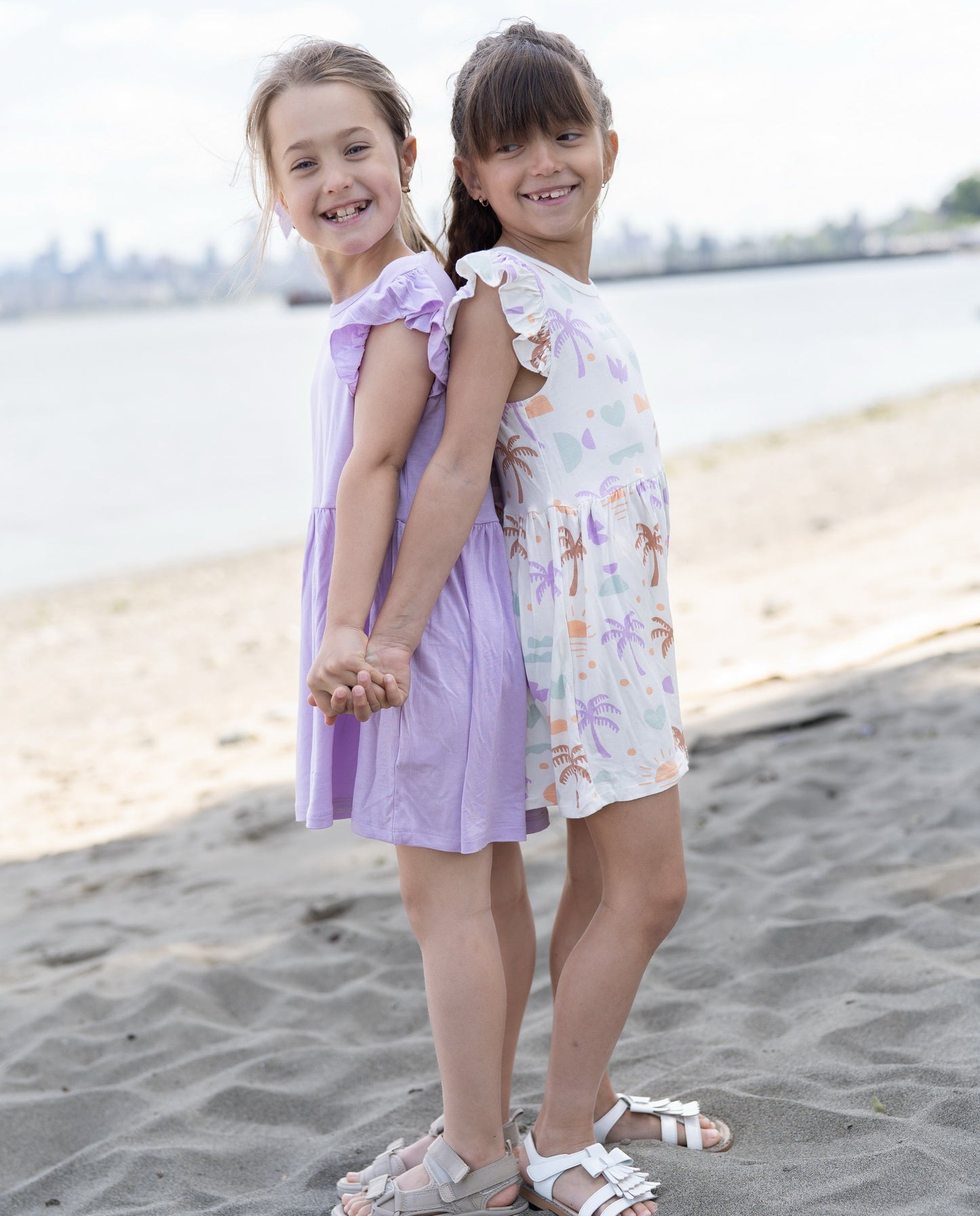 bamboo flutter sleeve dress boho surf print