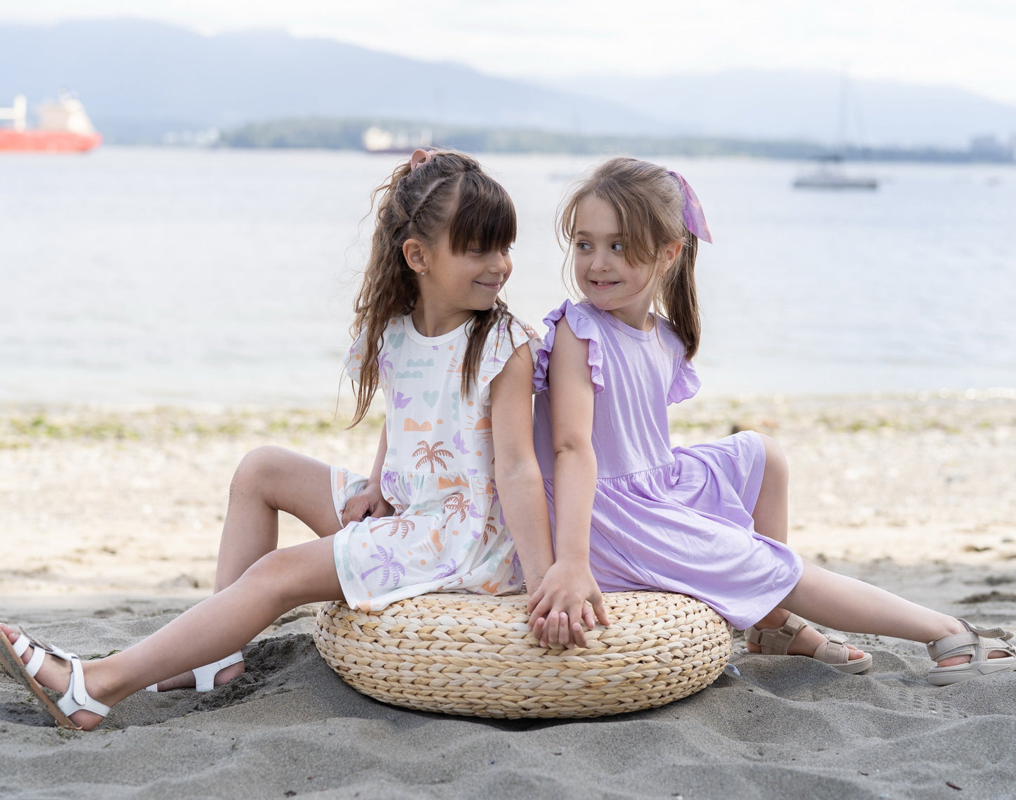 bamboo flutter sleeve dress lavender bloom