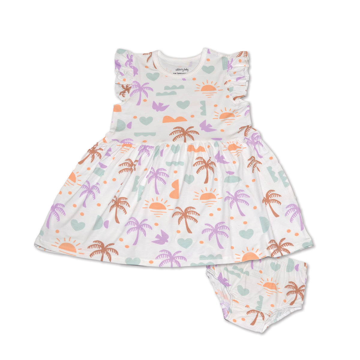 bamboo flutter sleeve dress boho surf print
