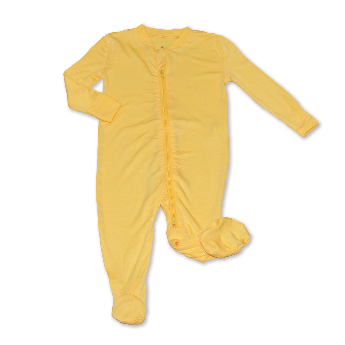 bamboo footies with two way zipper banana cream