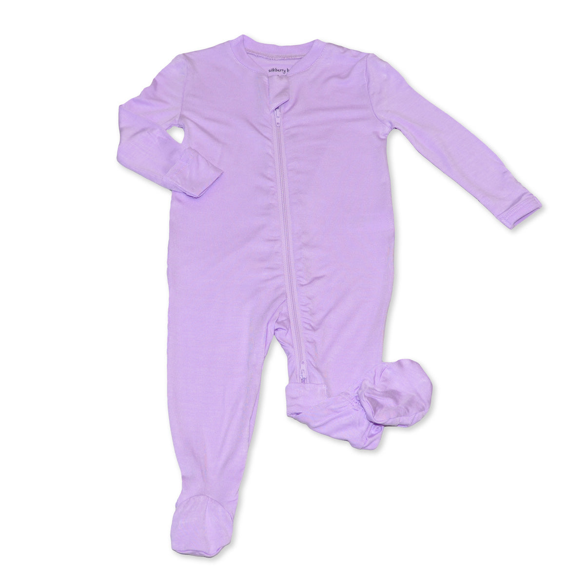 bamboo footies with two way zipper lavender bloom