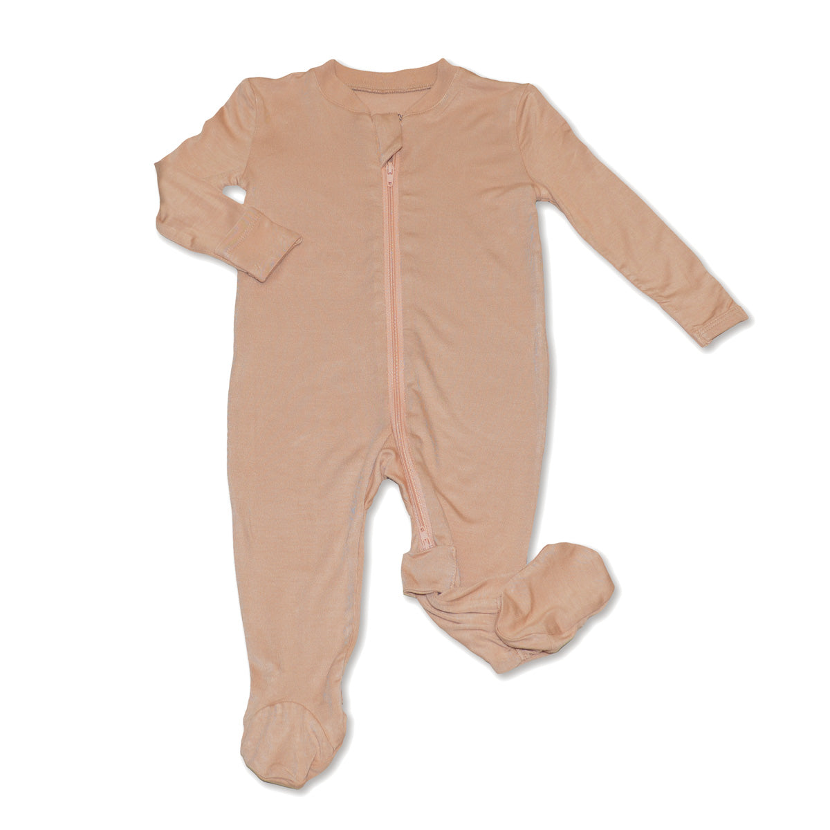 bamboo footies with two way zipper maple sugar