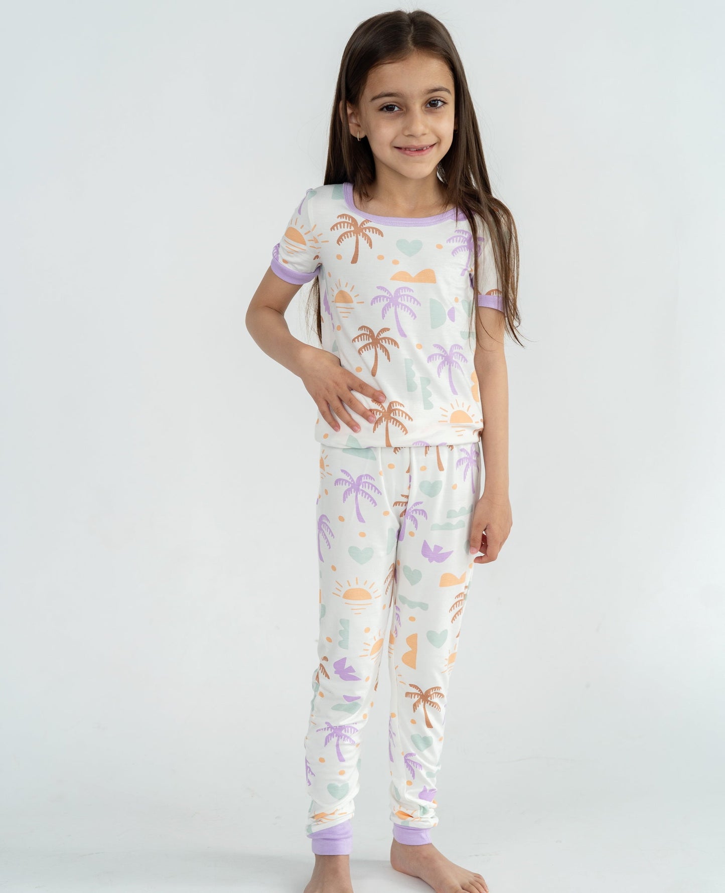 bamboo short sleeve pajama set boho surf print