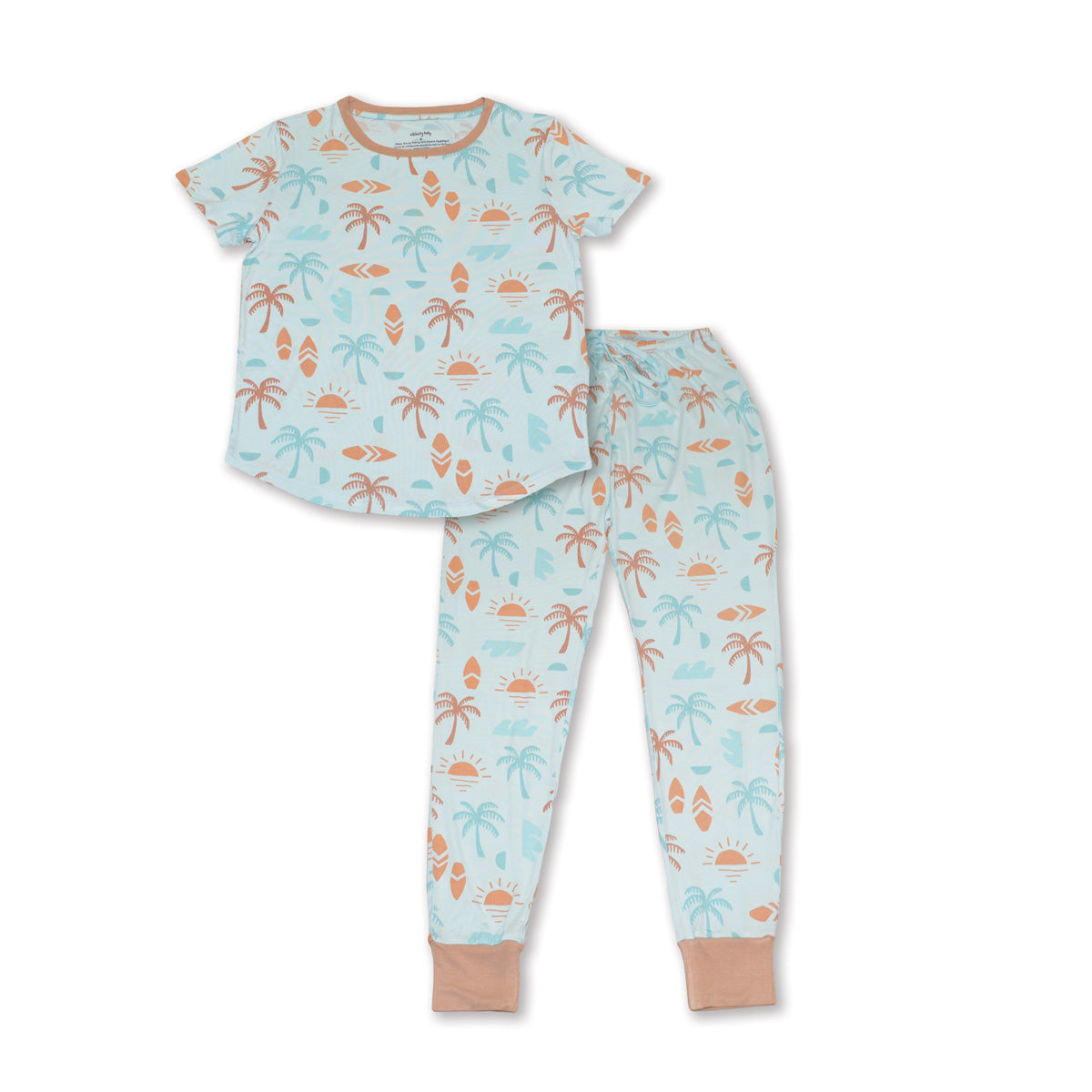 women bamboo pajama set sunny shores print