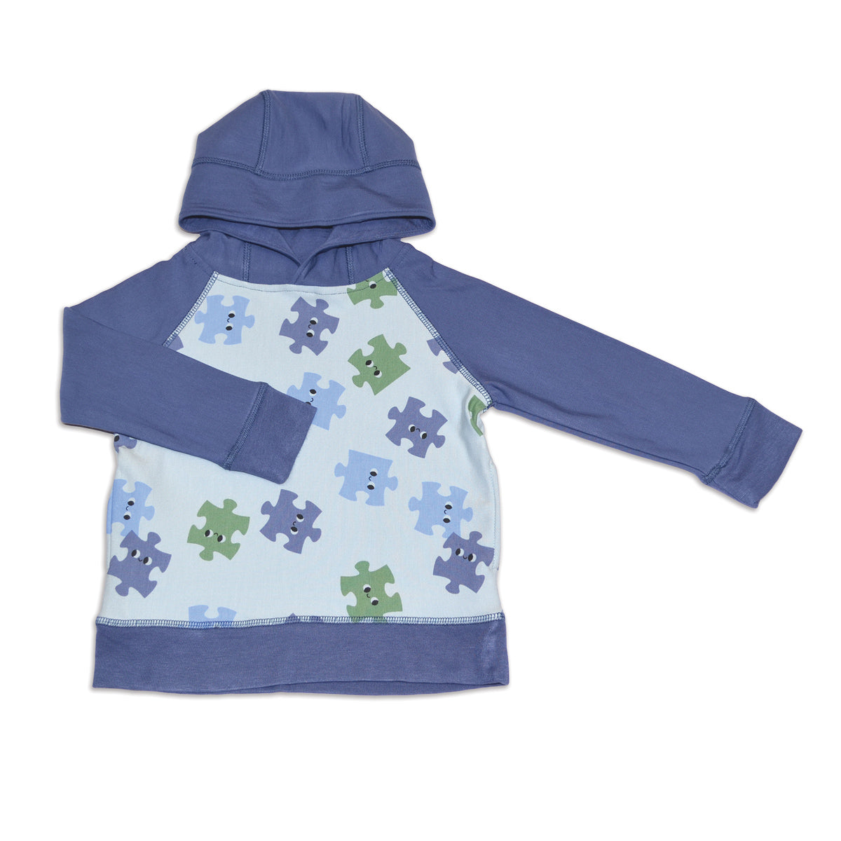 bamboo fleece pullover hoodie puzzle pals print