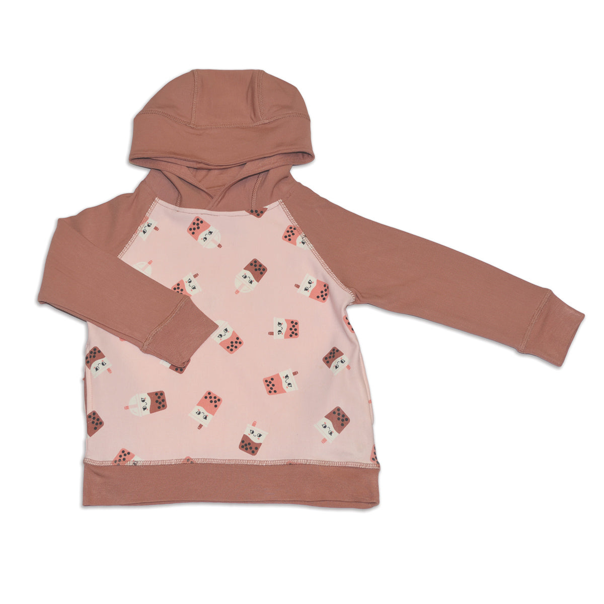 bamboo fleece pullover hoodie bubble tea time print