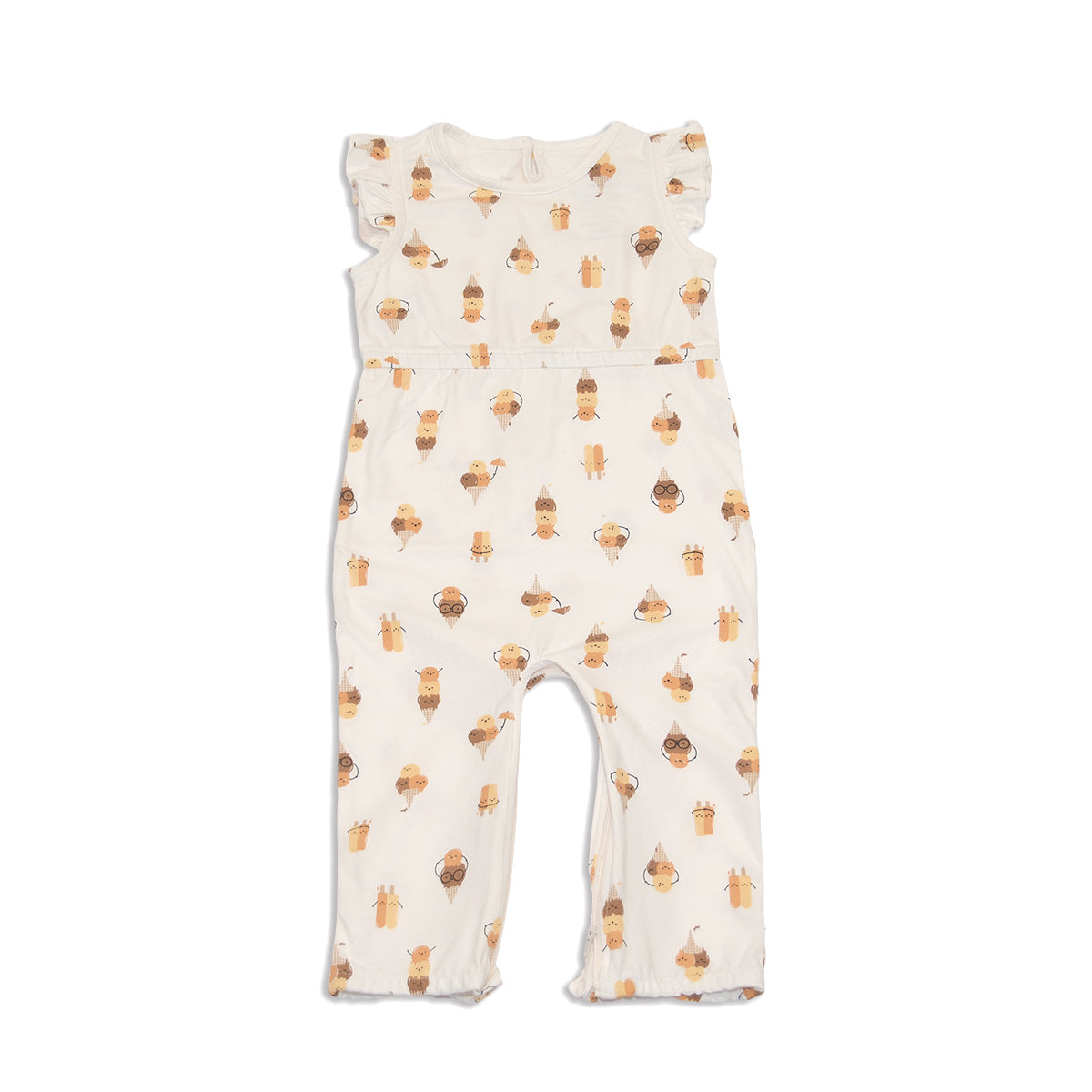 organic cotton zippy romper icy pals print