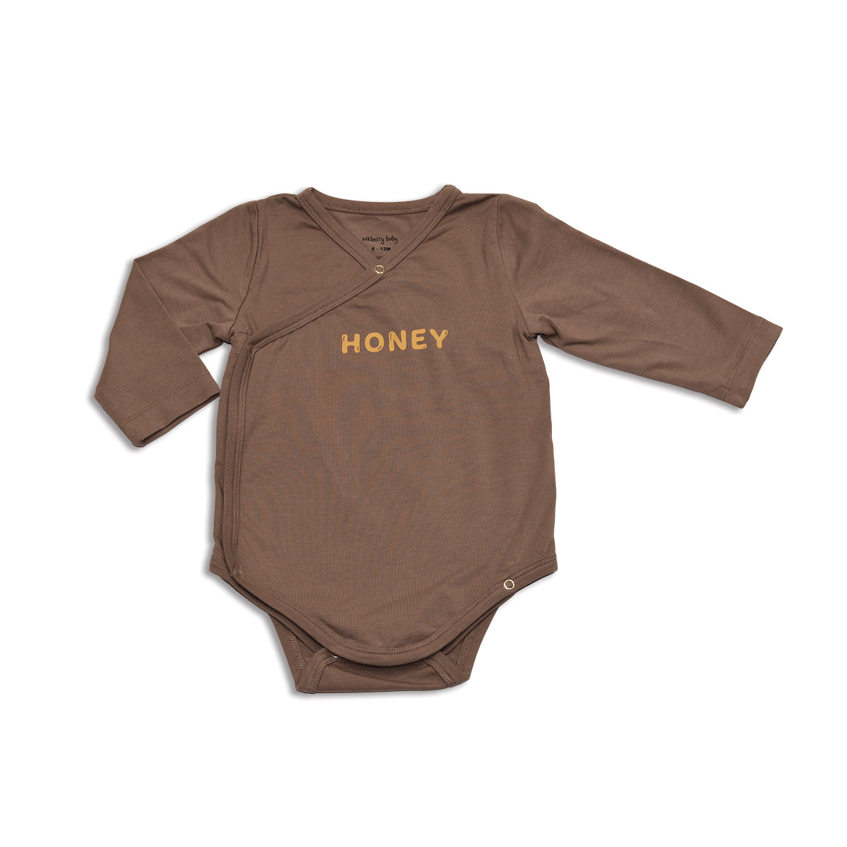 organic cotton kimono onesie brownie color