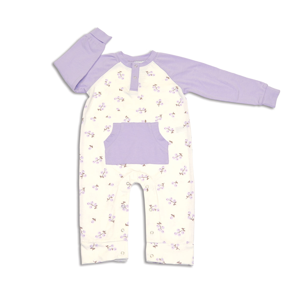 organic cotton long sleeve romper winter berries print