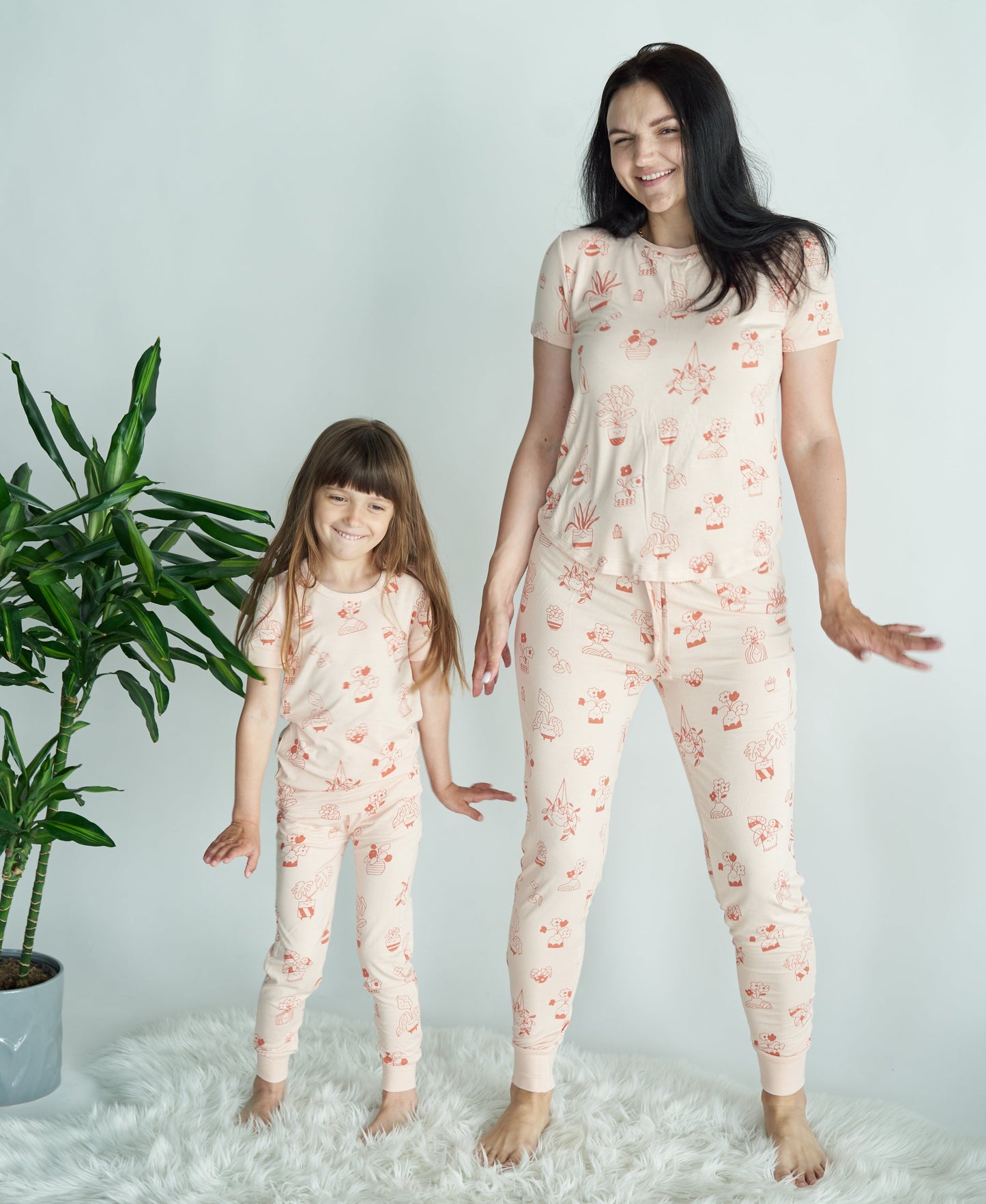 women bamboo pajama set plantastic print