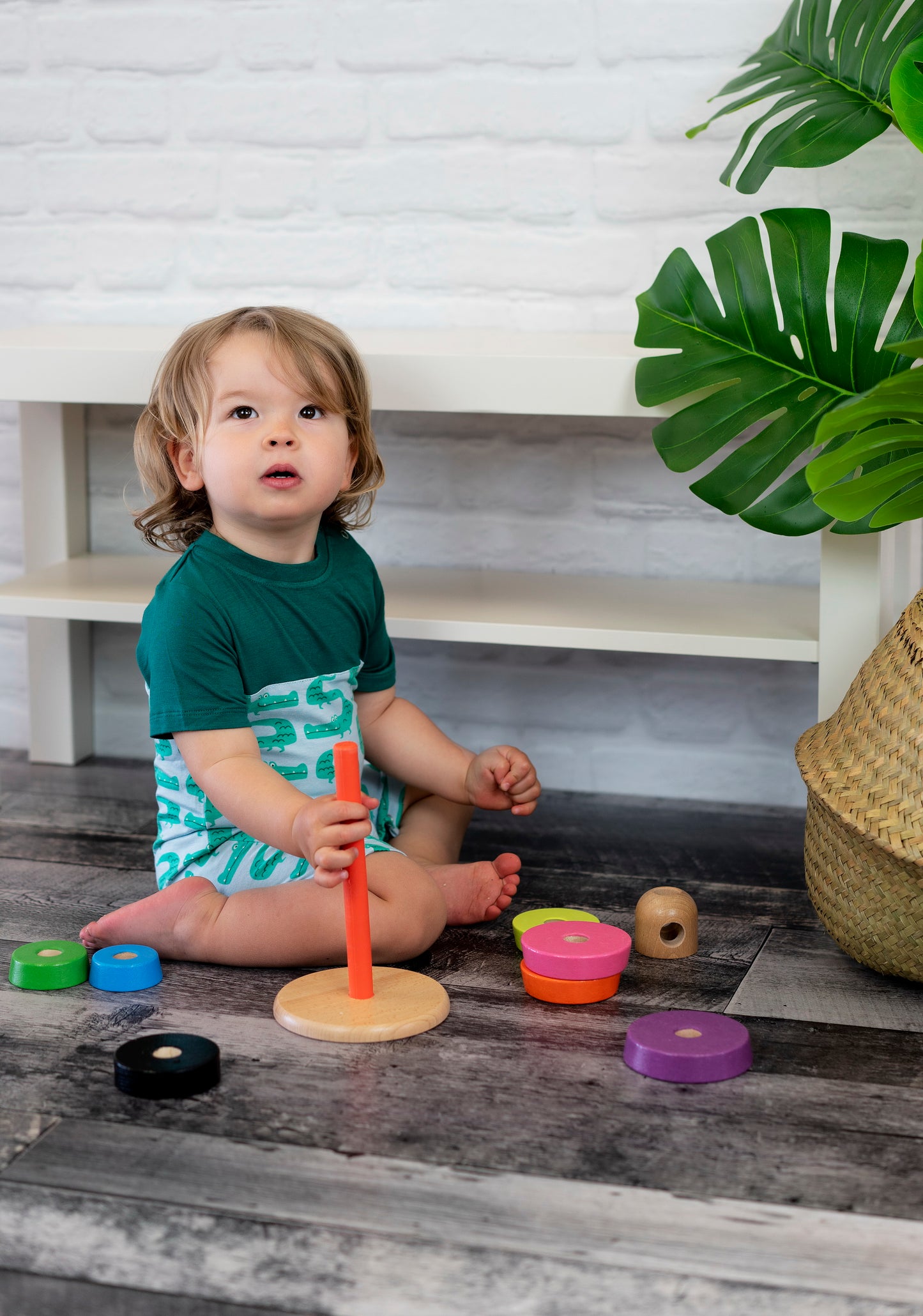 Bamboo Short Sleeve Romper (ZigZag Croc Print)