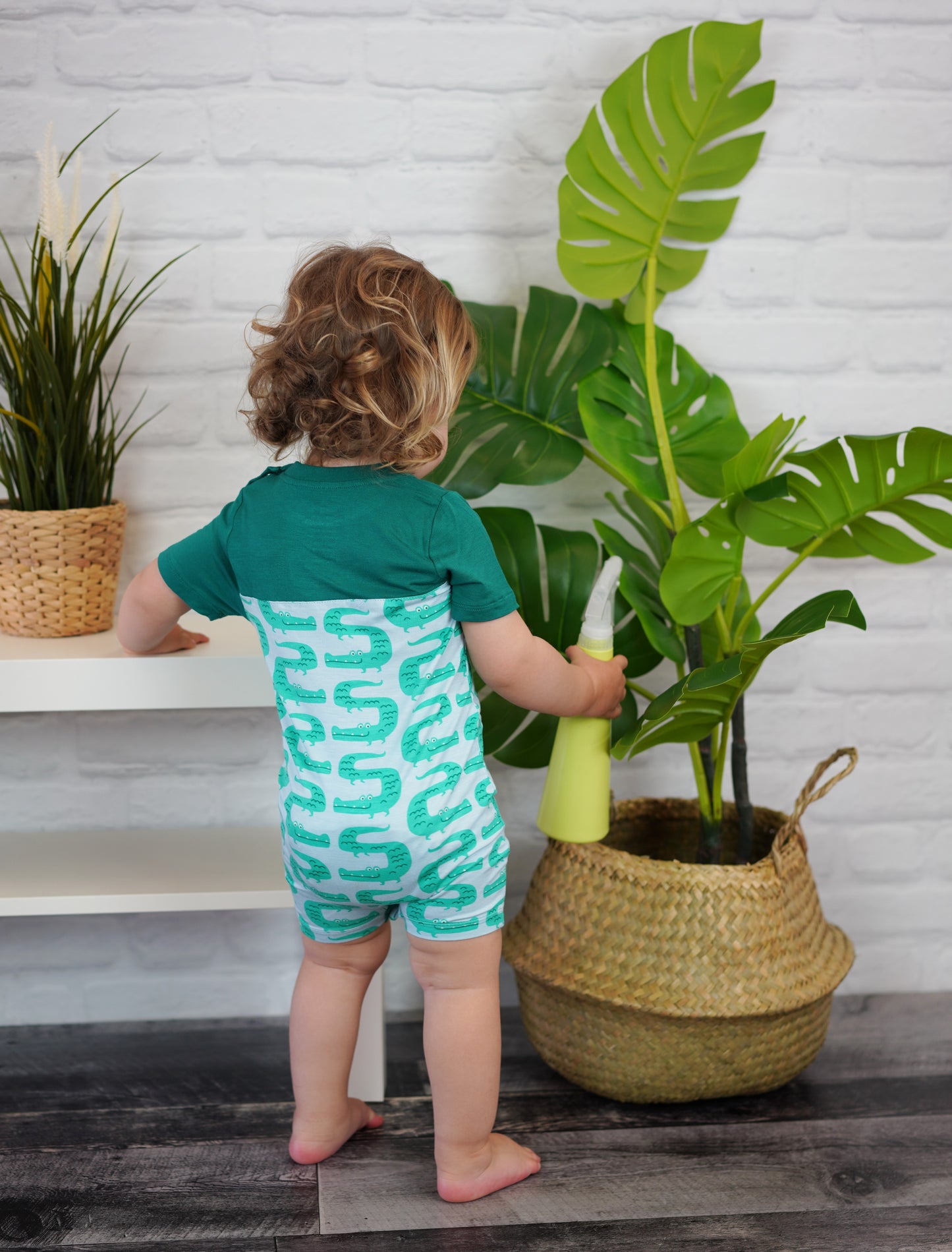 Bamboo Short Sleeve Romper (ZigZag Croc Print)