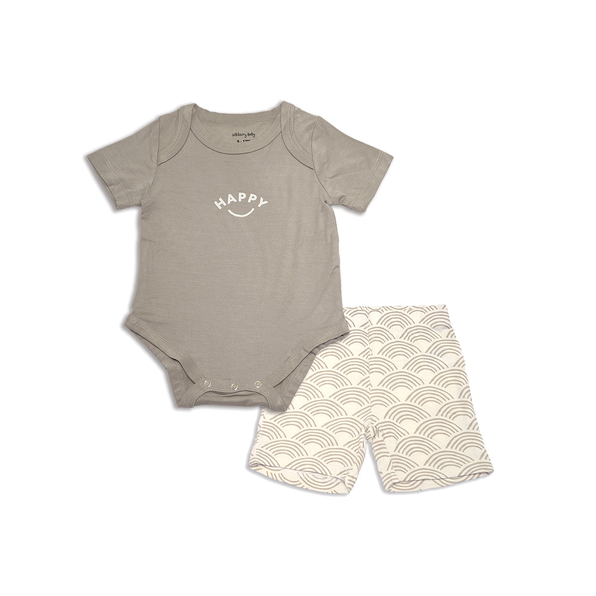bamboo onesie short set porpoise wave print