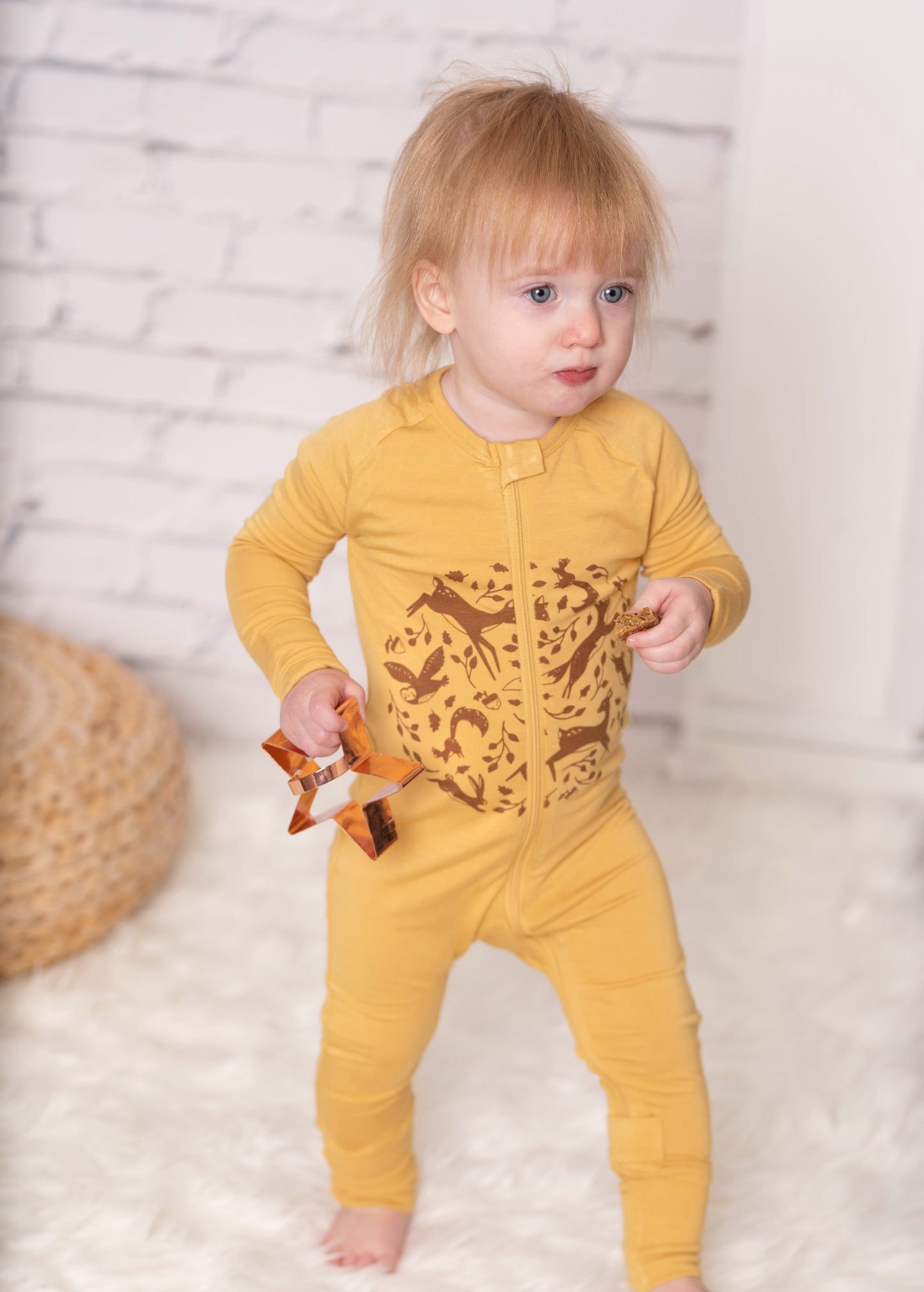 bamboo two way zipper romper fall leaf lifestyle