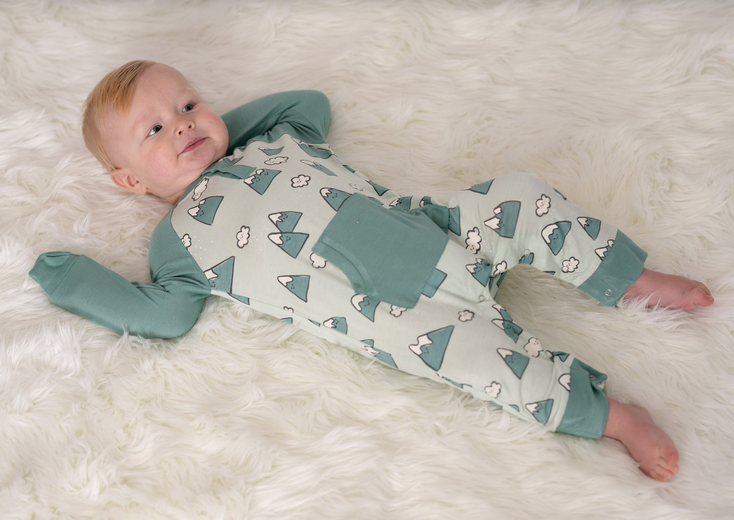 bamboo long sleeve romper snowy rockies print lifestyle2