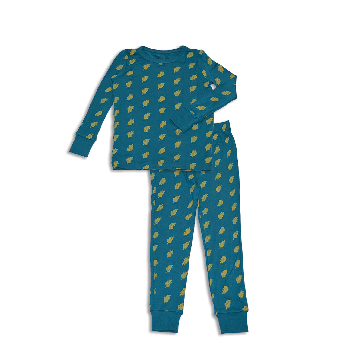 bamboo long sleeve pajama set dotty leaf print