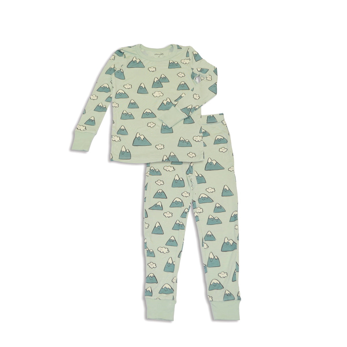 bamboo long sleeve pajama set snowy rockies print