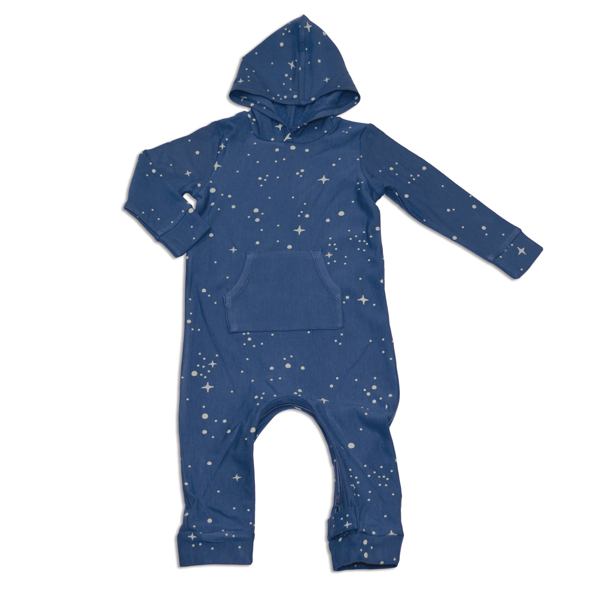 bamboo fleece hooded romper with zipper galaxy print