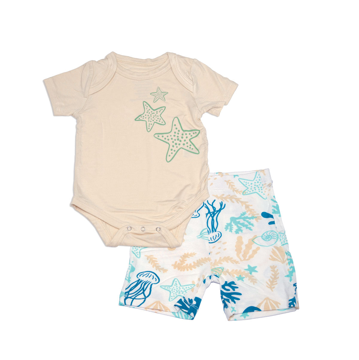 bamboo onesie & short set reef print
