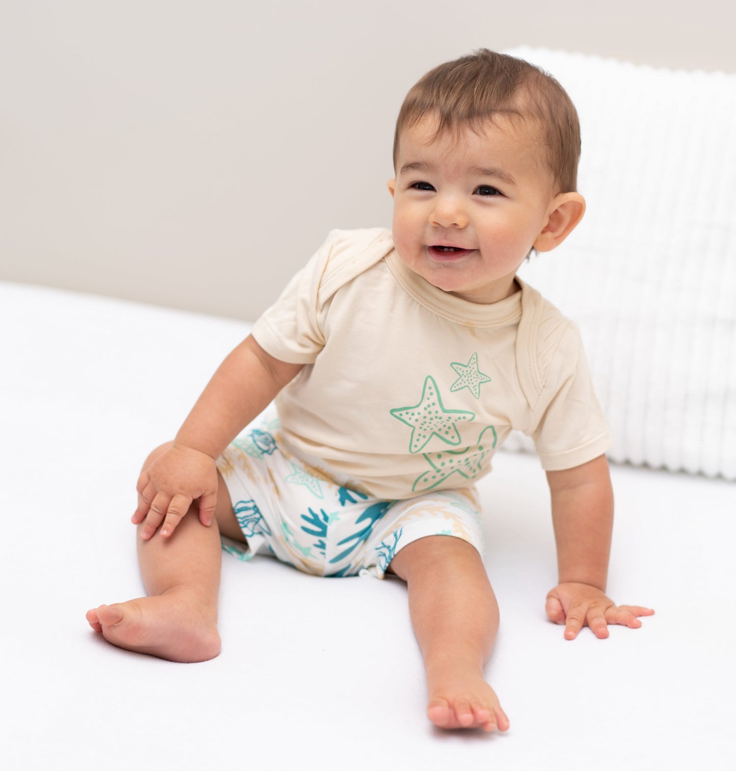 bamboo onesie & short set baby reef print