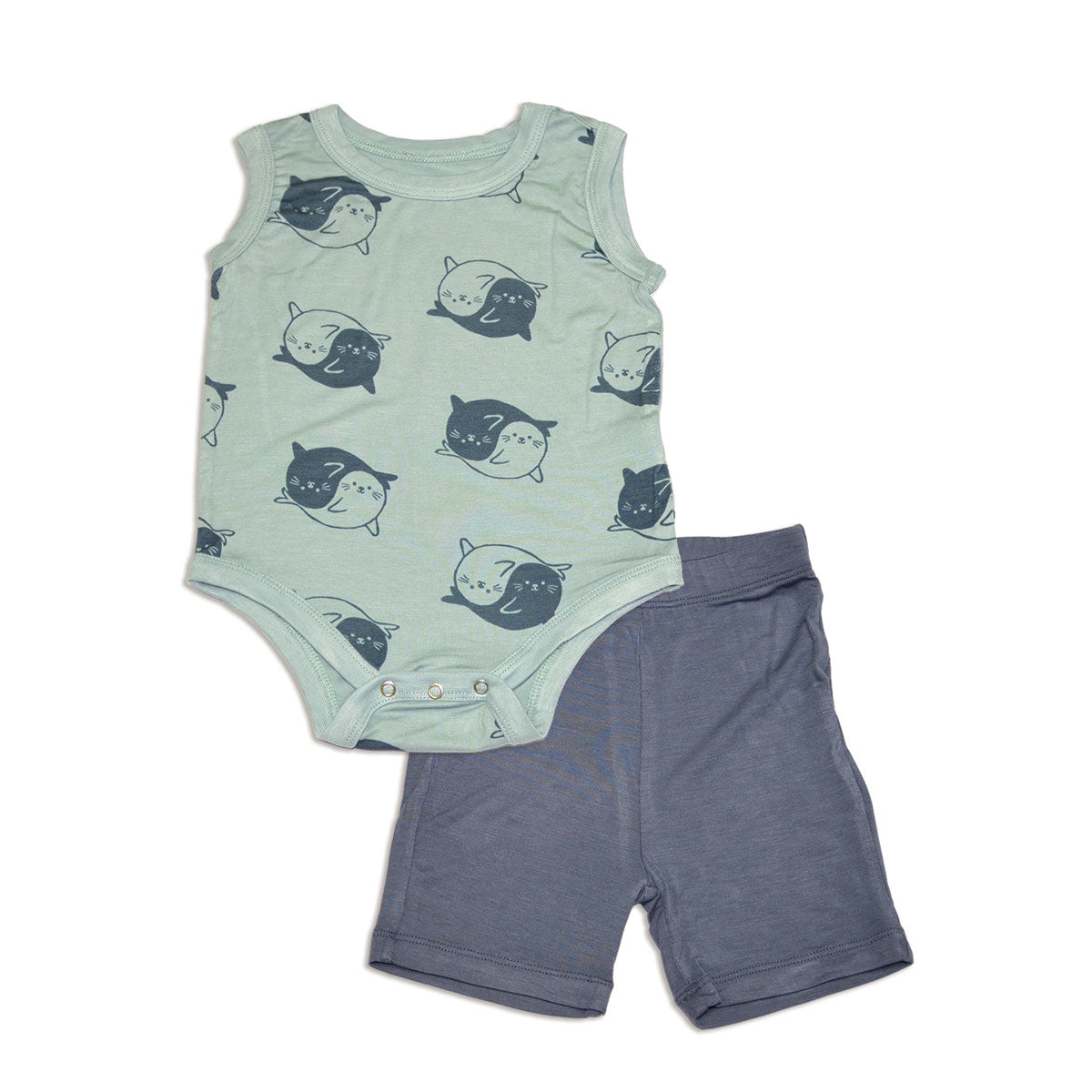 bamboo tank bodysuit&short set seals print