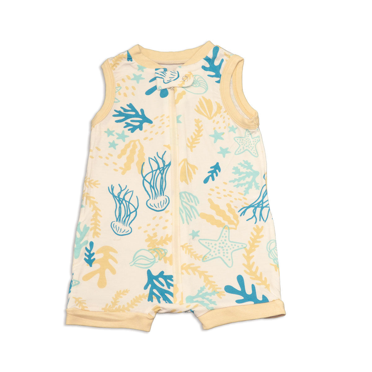 bamboo sleeveless romper reef print