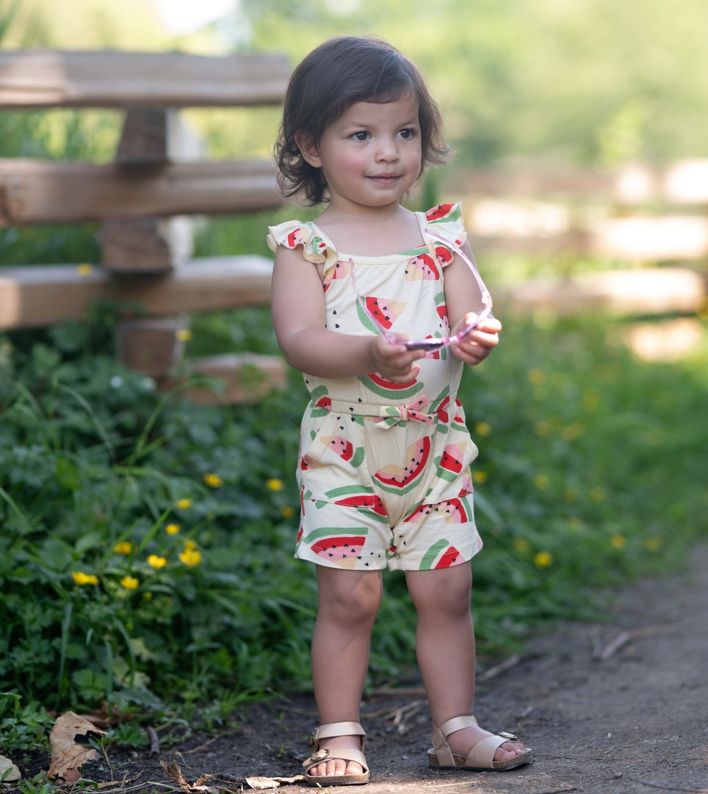 bamboo sleeveless romper watremelon rainbow print