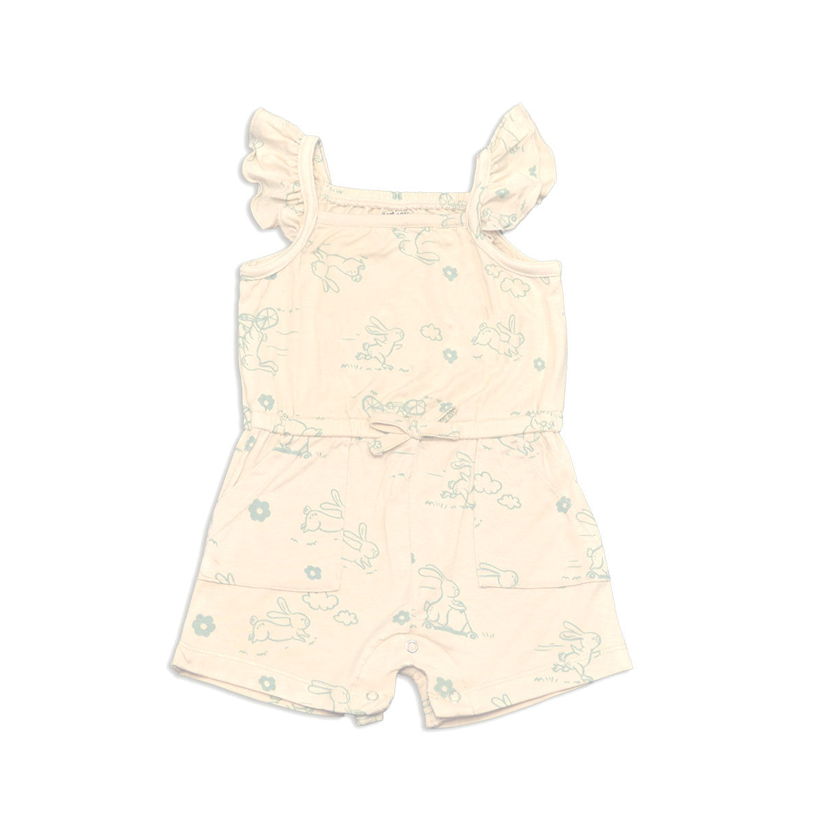 bamboo sleeveless romper bunny print