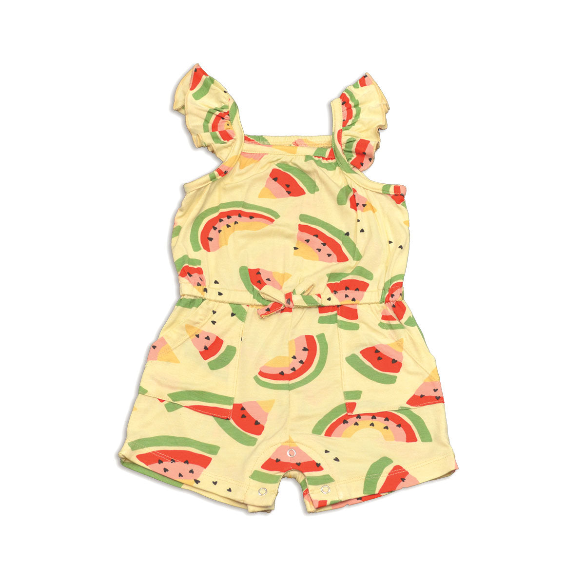 bamboo sleeveless romper watremelon rainbow print