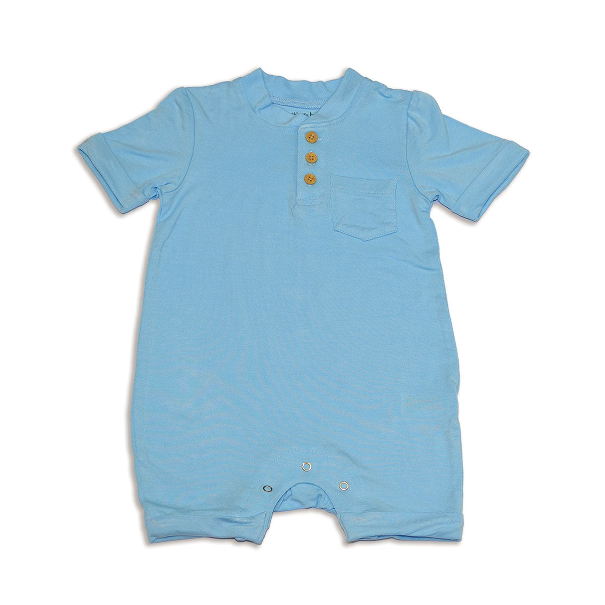 bamboo short sleeve romper bluebonnet