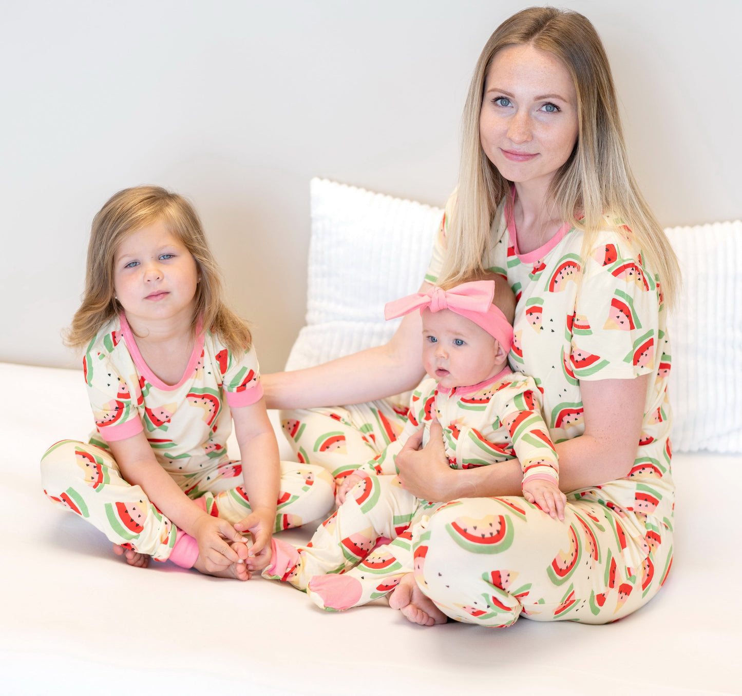 bamboo short sleeve pajama set watermelon rainbow print