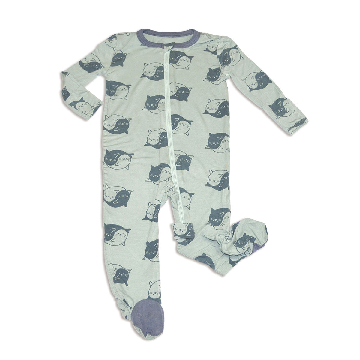 bamboo zip up footies seal print