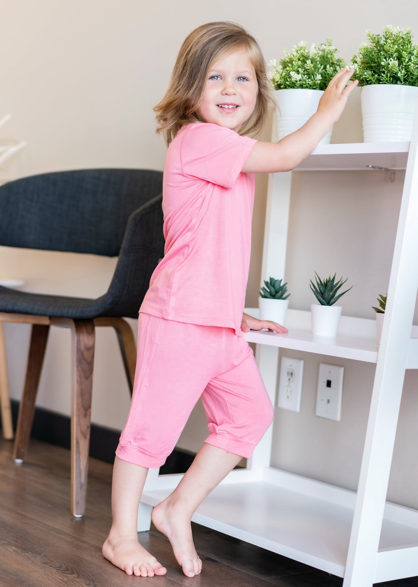 bamboo short sleeve top & short PJ set pink lemonade