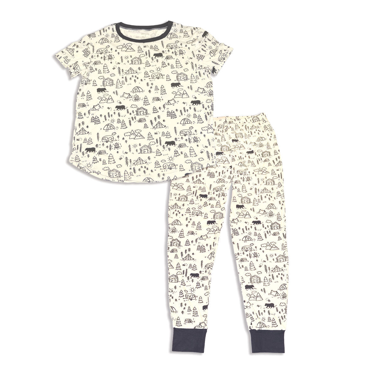 women bamboo short sleeve pj doodle camp print