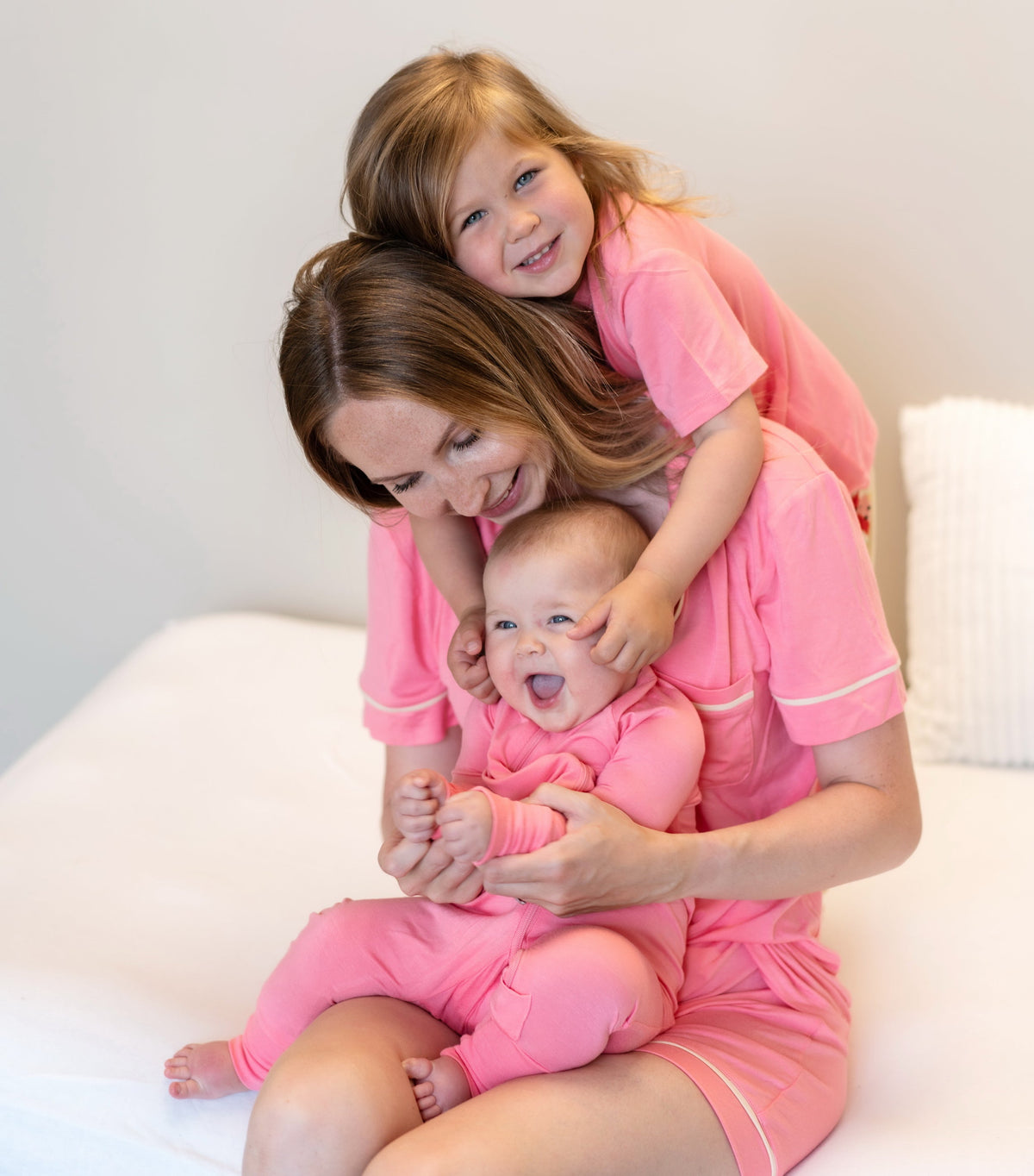 women short sleeve collared PJ Set pink lemonade