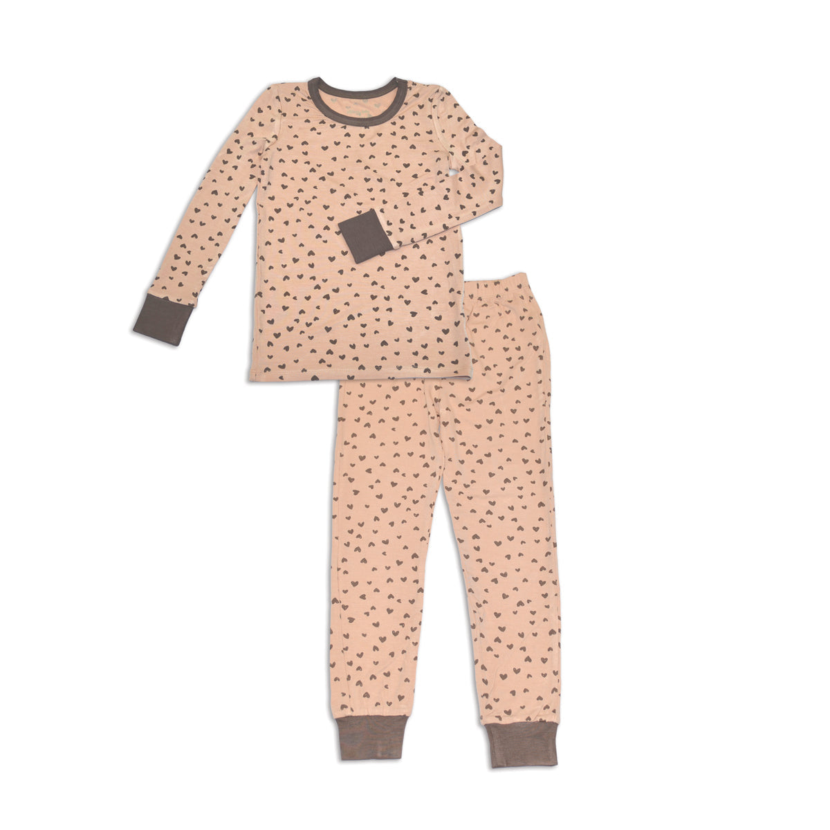 bamboo long sleeve PJ set doodle hearts print