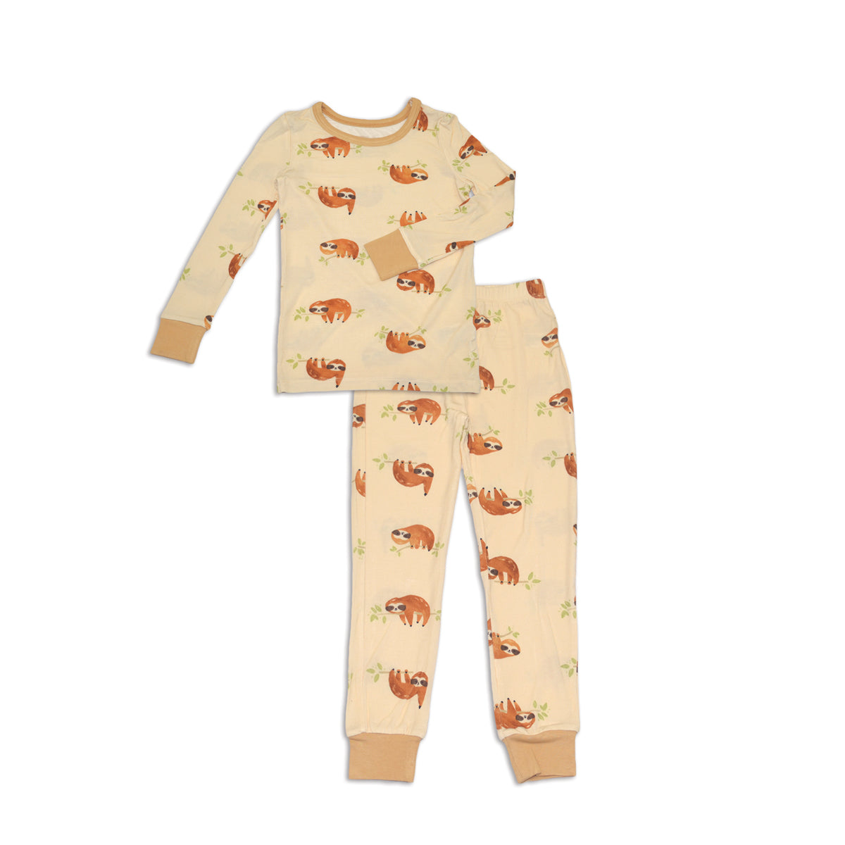 bamboo long sleeve pj set sleepy sloth print