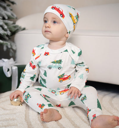 Bamboo Long Sleeve Onesie (Jolly Christmas Cars Print)