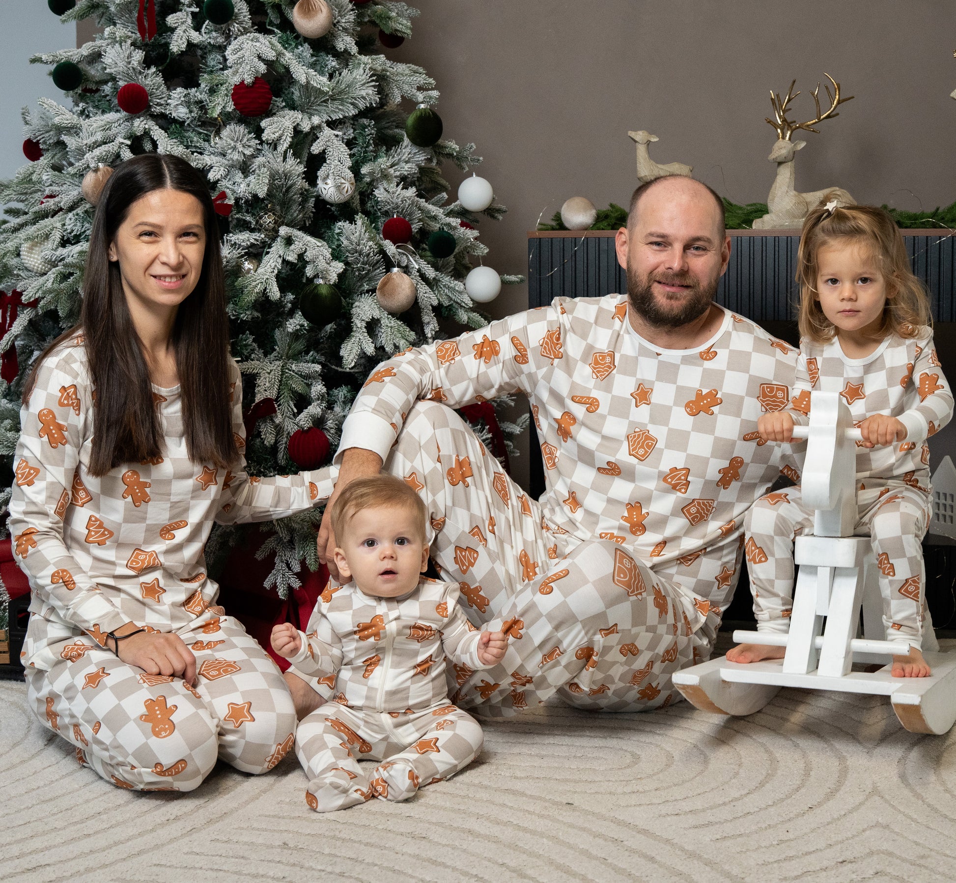 men's pajama set gingerbread party print