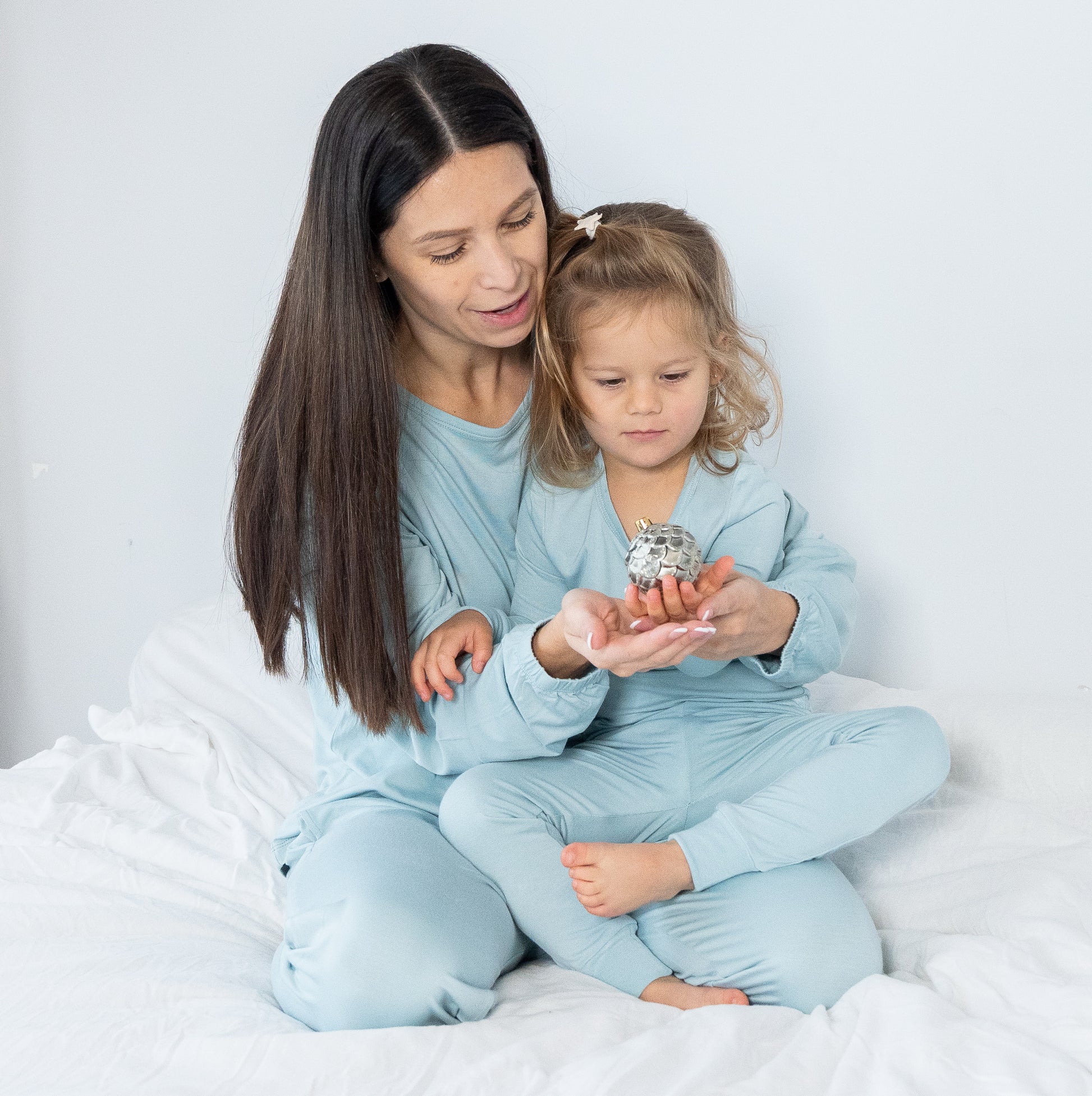 bamboo long sleeve pajama set blue cloud color